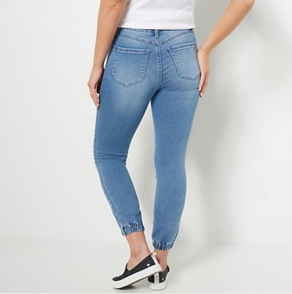 Laurie Felt LA Light Cotton Clean Jean Jogger Denim Pants Size XL Front Pockets - Picture 1 of 8